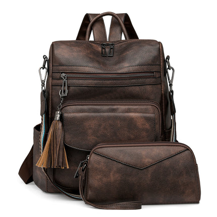 Retro Versatile Women's Backpack With Two-tone Fringe